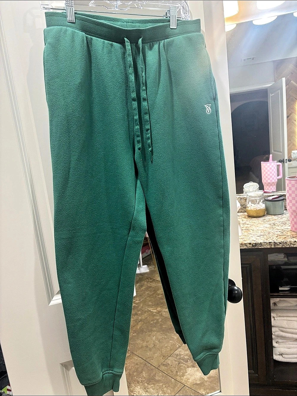 Victoria's Secret Campus Fleece Sweatpants Green Medium